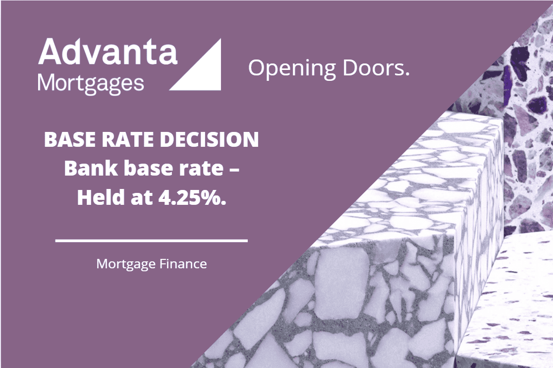 Bank base rate decision – held at 4.25%